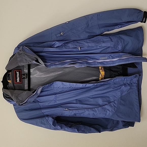 Marmot Women's Jacket  Rain Coat Outdoor Blue  Detachable Hood Size Medium - Picture 2 of 16
